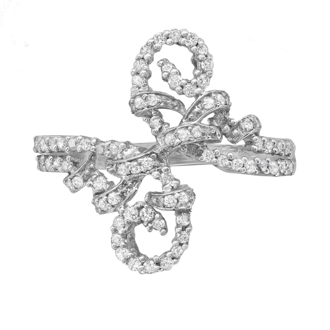 Rachel Koen 0.62CT Round Diamond Cocktail Ring 14K White Gold Adjustable (1 of 5)