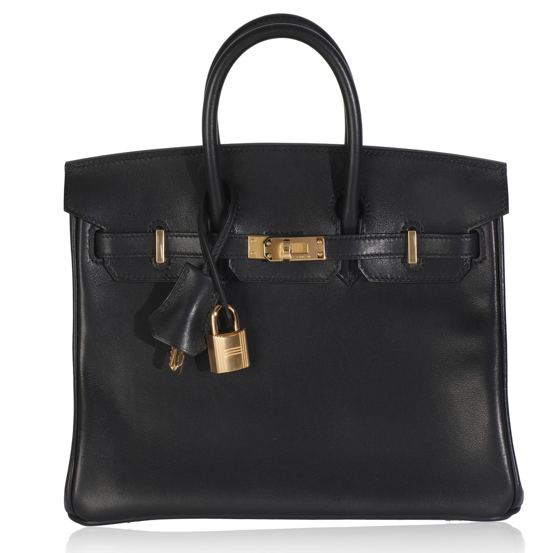 Hermes Black Birkin 25 Handbag with Gold-Tone Hardware: Hermes Black Birkin 25 Handbag with Gold-Tone Hardware Presenting the Hermes Black Volupto Birkin 25, an exquisite handbag that combines luxury and functionality. Crafted in France, this top-handle ba