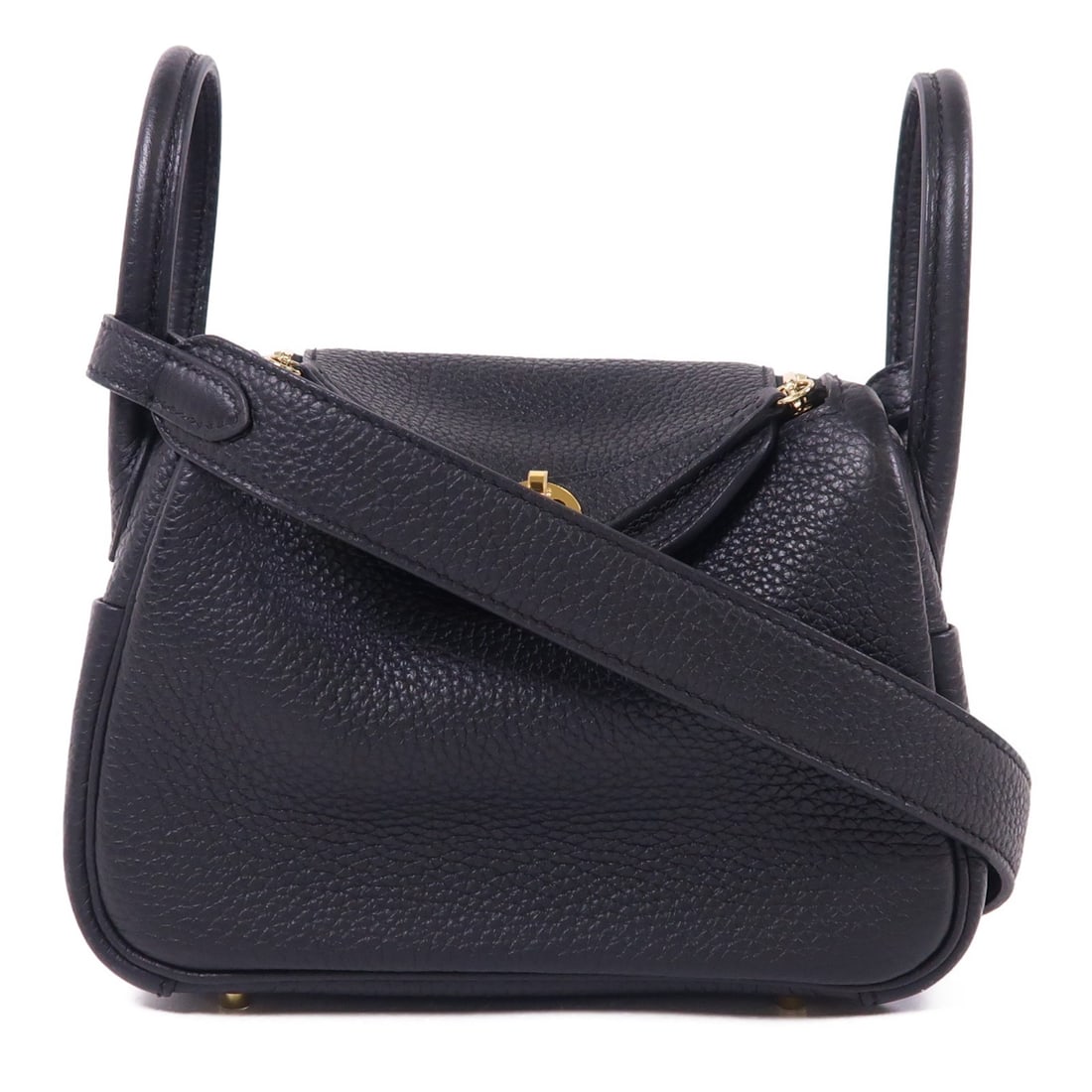 Hermes Mini Lindy Black Clemence Leather Two Way Shoulder Handbag with Gold Hardware (1 of 17)