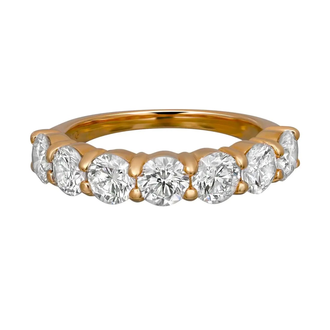 Rachel Koen 7 Stone Lab Grown Diamond Band Ring 14K Yellow Gold 2.27ctw Size 6.5 (1 of 5)