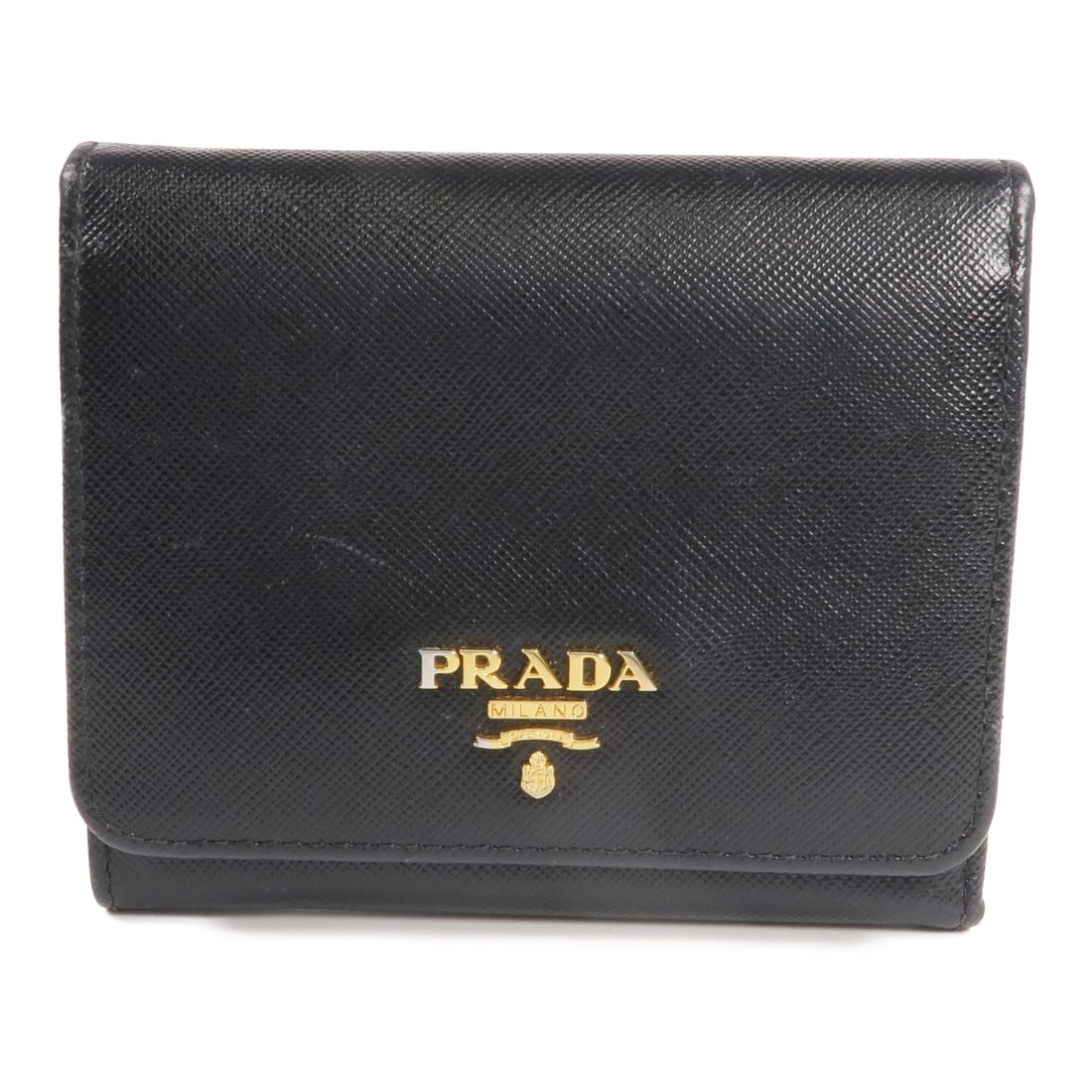 Prada Black Calfskin Trifold Wallet with Gold Hardware (1 of 17)
