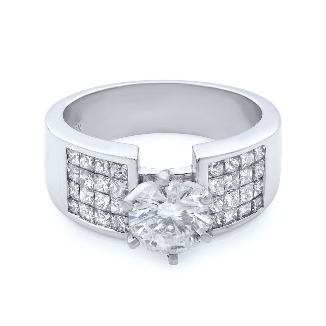 Rachel Koen 14K White Gold 2.00Cts Round Diamond Engagement Ring Size 7: Rachel Koen 14K White Gold 2.00Cts Round Diamond Engagement Ring Size 7 Exemplifying elegance, this Rachel Koen engagement ring features a stunning round cut diamond center stone set in a luxurious 14