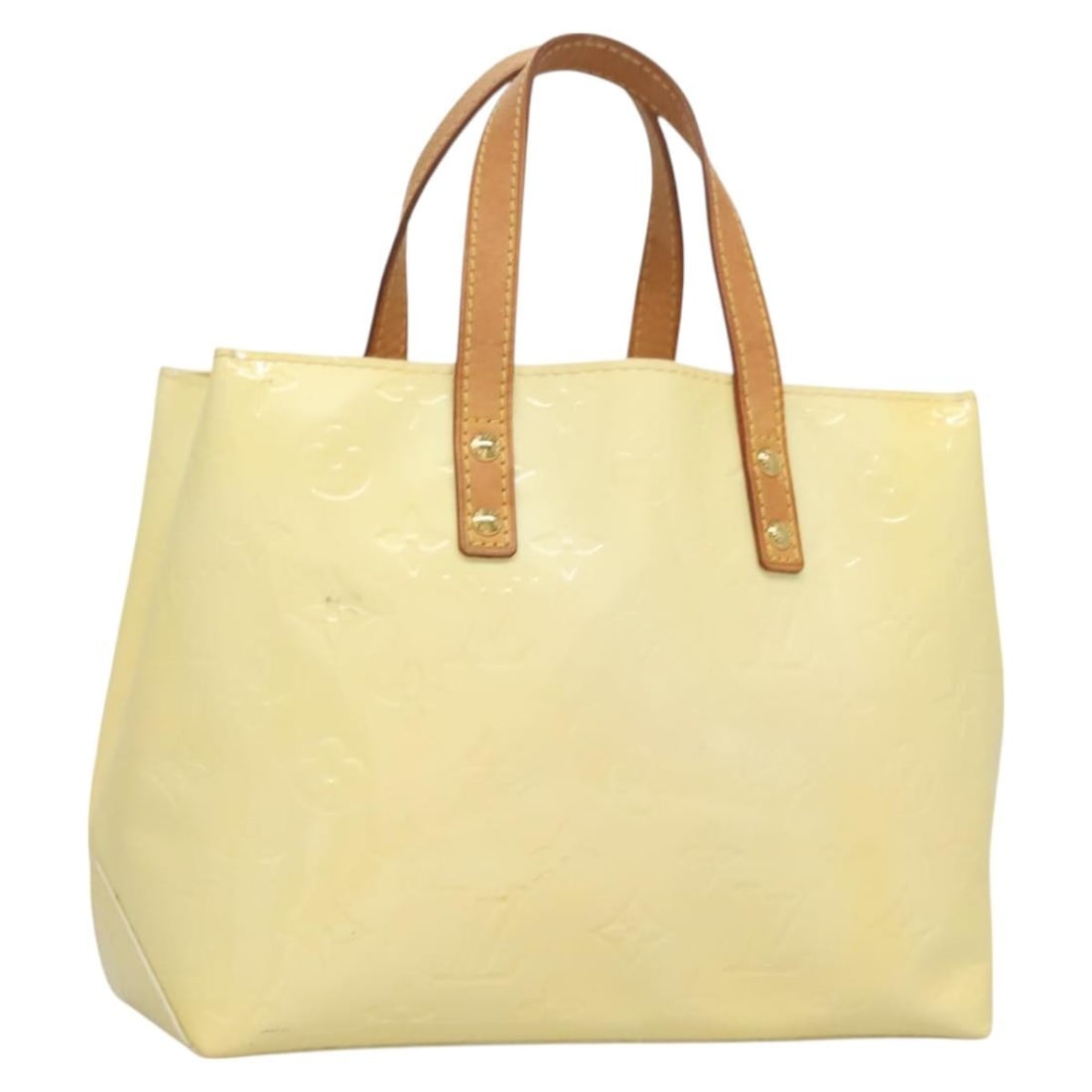 Louis Vuitton Reade Beige Tote Bag: Louis Vuitton Reade Beige Tote Bag This Louis Vuitton Reade handbag in beige features a structured silhouette with a spacious interior. The exterior shows signs of sunburn, slight rubbing, and minor w