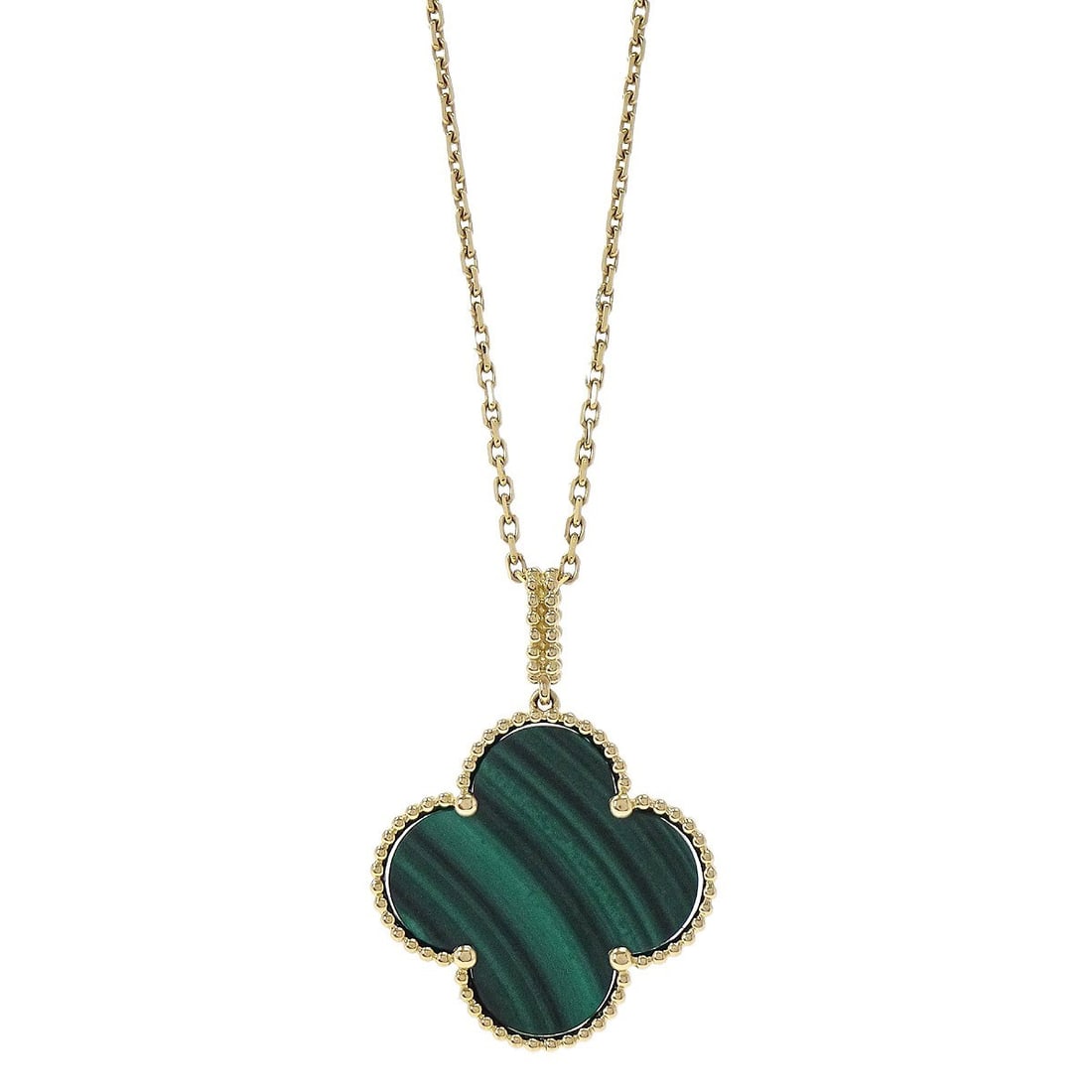 Van Cleef and Arpels Magic Alhambra Malachite Gold Necklace Au750 (1 of 5)