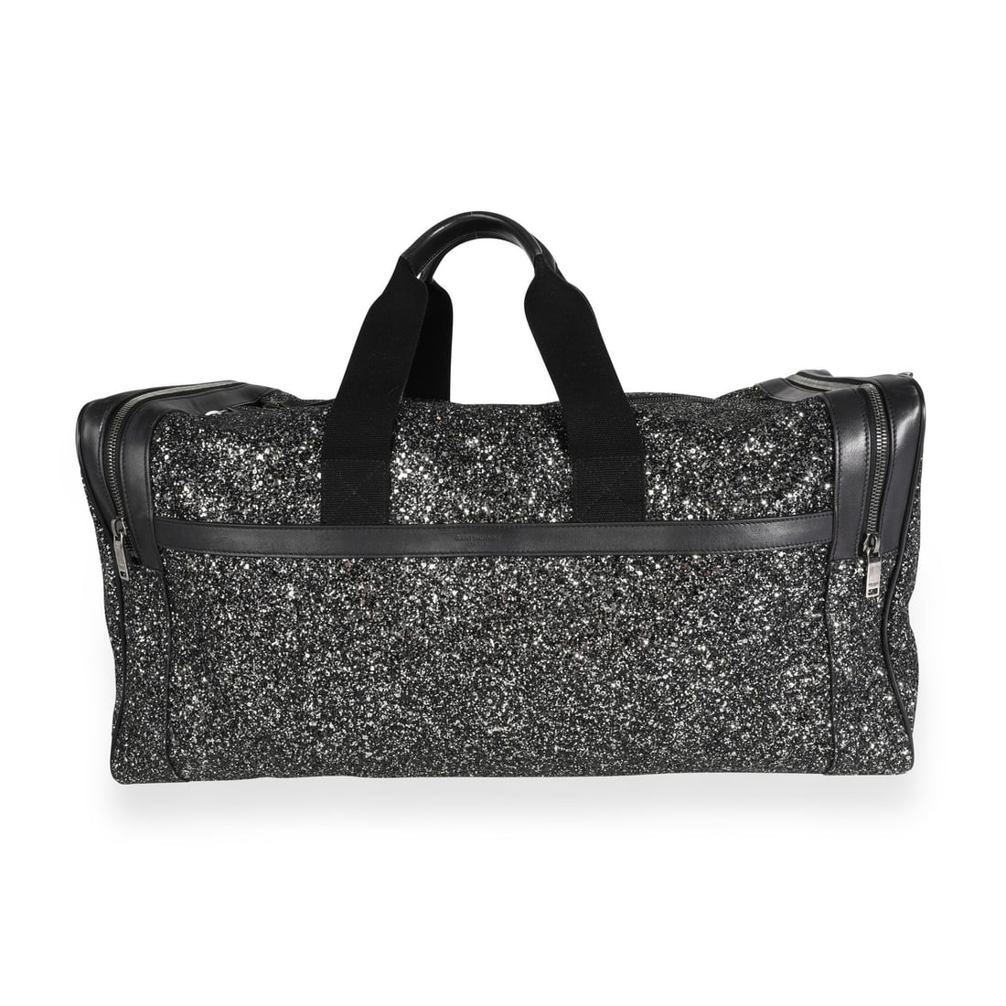 Saint Laurent City Gym Duffle Bag Glitter Canvas Black Leather: Saint Laurent City Gym Duffle Bag Glitter Canvas Black Leather Introducing the Saint Laurent Glitter Canvas & Black Leather City Gym Duffle Bag, a stylish and functional accessory for your travels and