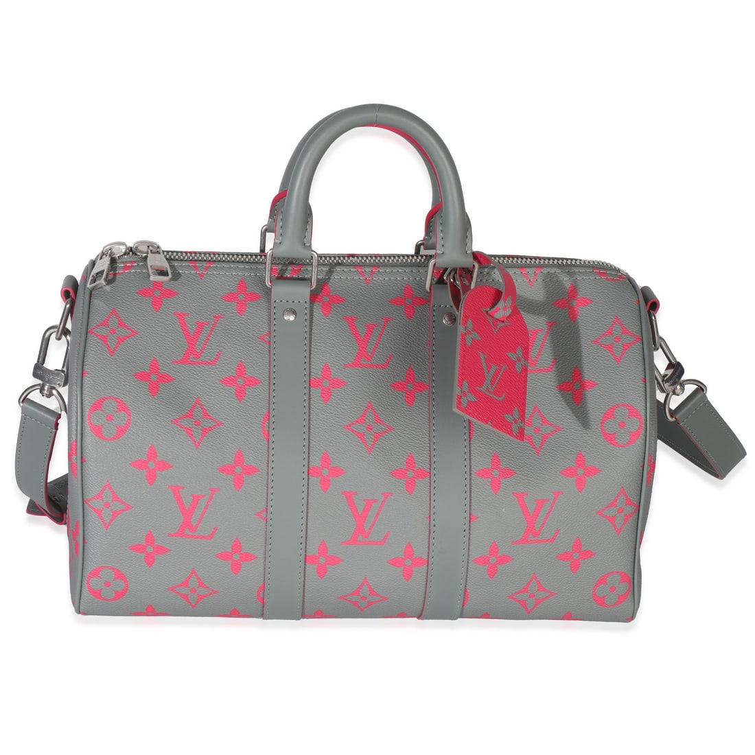 Louis Vuitton Keepall Bandouliere 35 Monogram Canvas Bag in Grey and Pink (1 of 9)