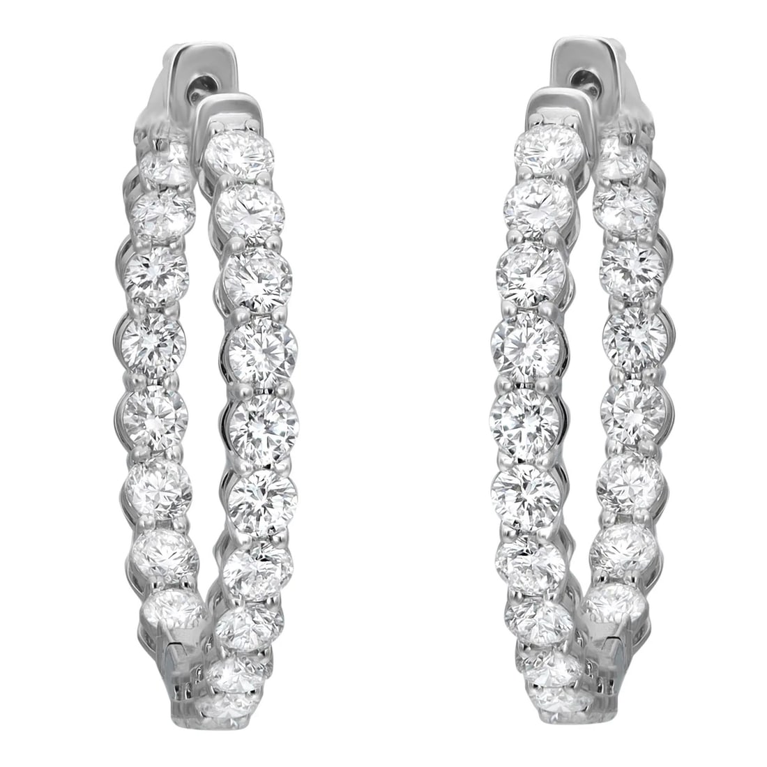 Rachel Koen 14K White Gold 2.25ct Lab Grown Diamond Hoop Earrings (1 of 4)