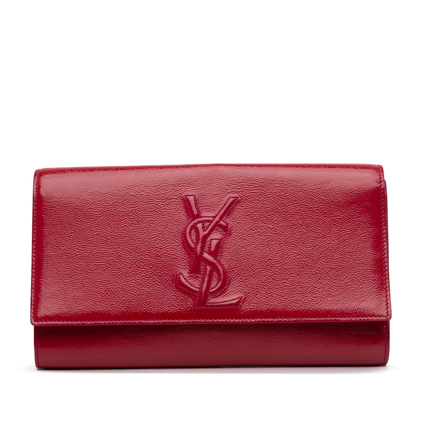 Saint Laurent Pink Patent Leather Belle De Jour Clutch: Saint Laurent Pink Patent Leather Belle De Jour Clutch Introducing the Saint Laurent Large Textured Patent Belle De Jour Clutch, a stylish and sophisticated accessory crafted from high-quality patent