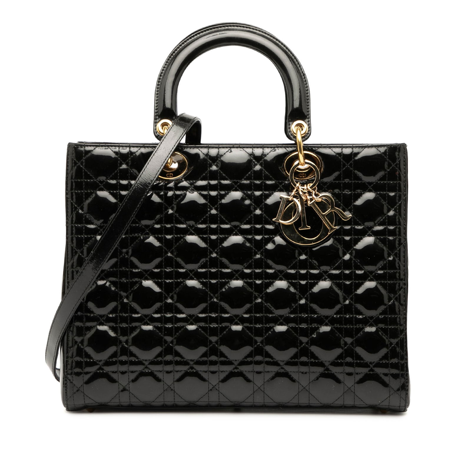 Dior Large Patent Cannage Lady Dior Bag Black Leather (1 of 7)