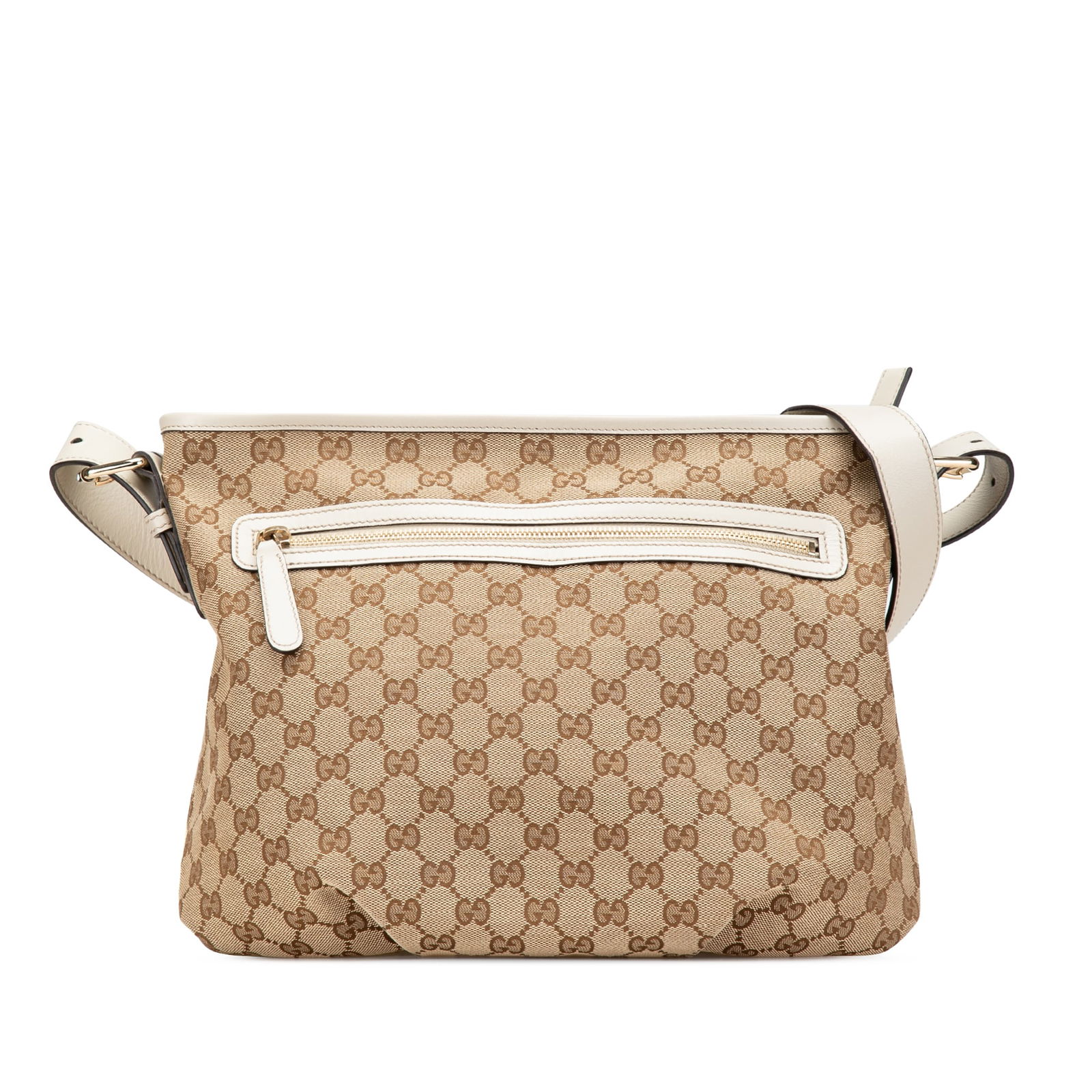 Gucci GG Canvas Crossbody Bag with Leather Trim Brown (1 of 14)
