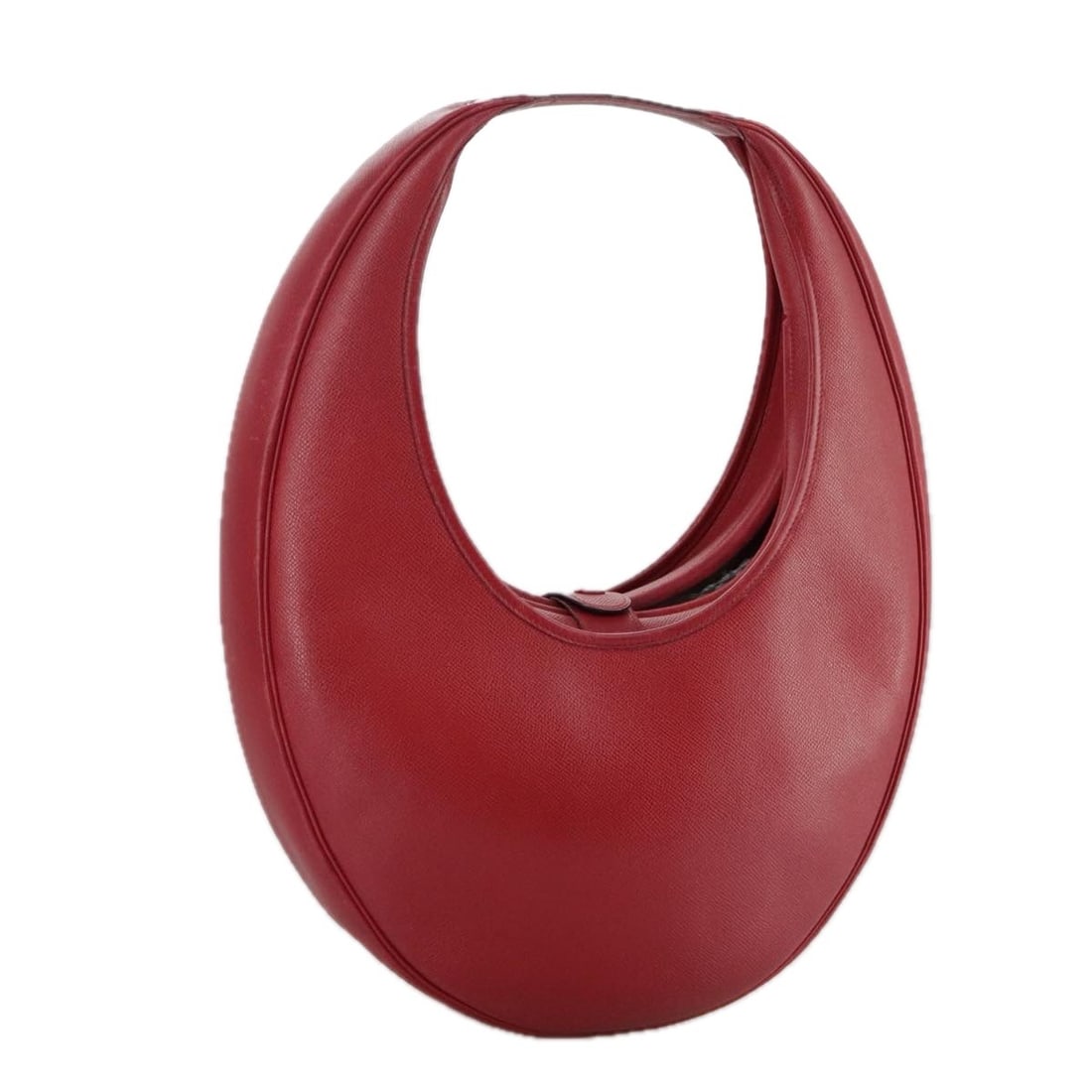 Hermes Foley Red Cognac Leather Shoulder Bag: Hermes Foley Red Cognac Leather Shoulder Bag Hermes Foley cognac shoulder bag in red features a gently used exterior with signs of rubbing, slight loss of shape, and partial tearing. The shoulder stra