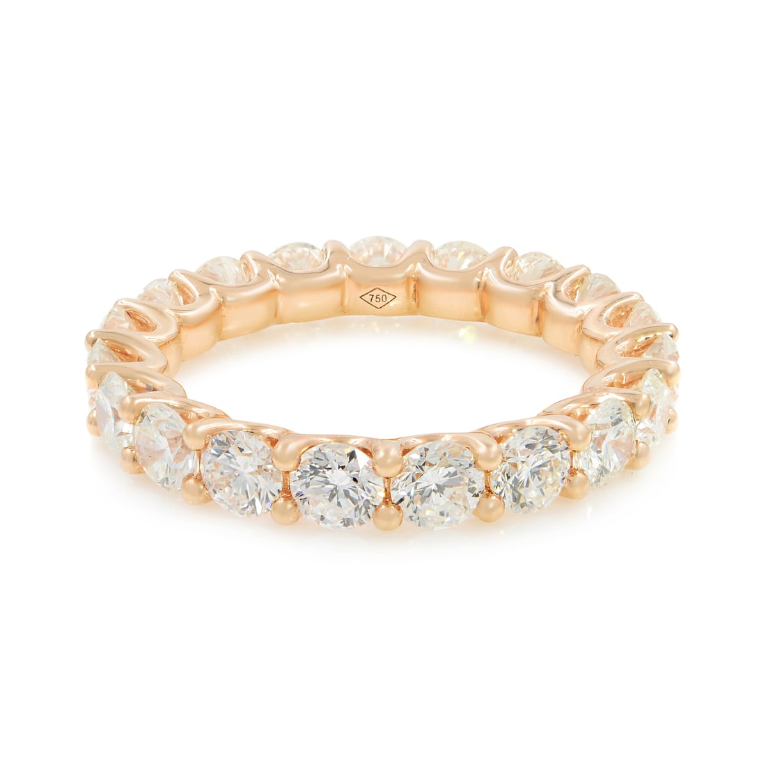 Rachel Koen 18K Rose Gold U-Shape Diamond Eternity Ring 2.85ct: Rachel Koen 18K Rose Gold U-Shape Diamond Eternity Ring 2.85ct This exquisite U-shape Diamond Eternity Band features an elegant design crafted in 18K rose gold. With a total carat weight of 2.85 ct, t