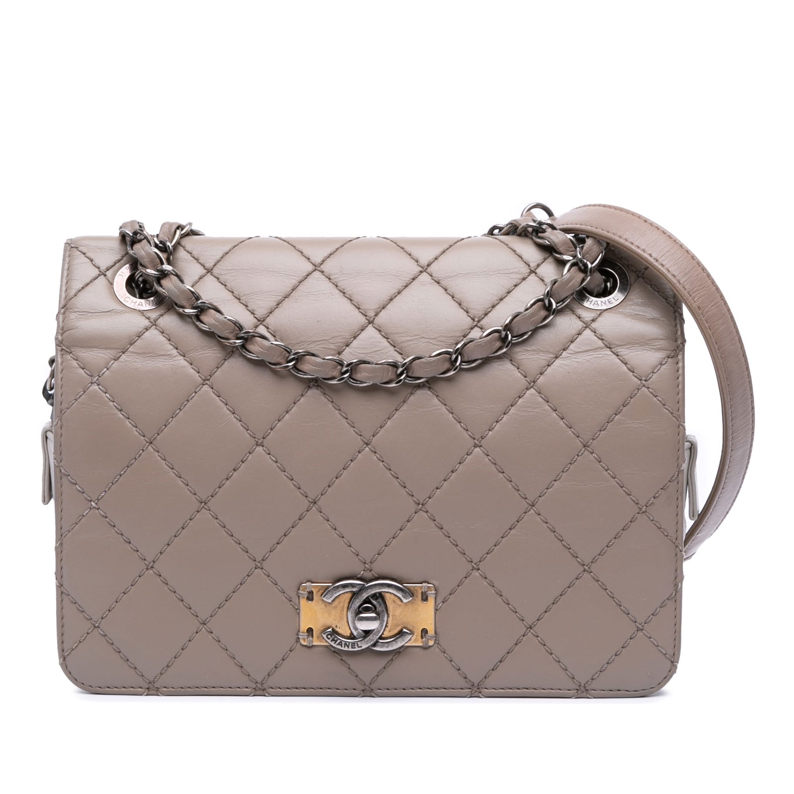 Chanel Quilted Calfskin Day Trip Flap Brown Leather Shoulder Bag (1 of 9)