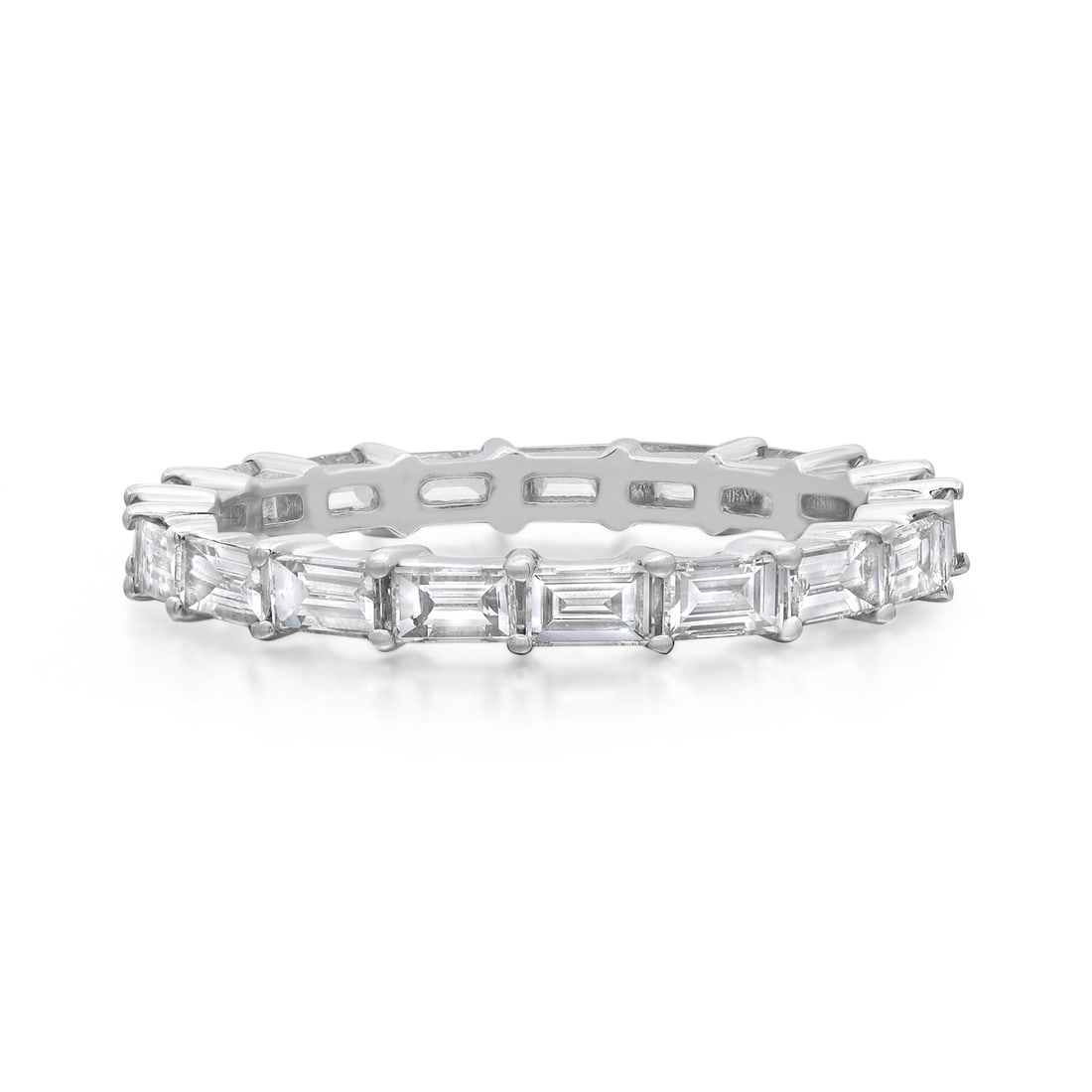 Rachel Koen 1.45CT Baguette Diamond Eternity Band Ring 18K White Gold Size 6: Rachel Koen 1.45CT Baguette Diamond Eternity Band Ring 18K White Gold Size 6 This exquisite eternity wedding band ring features 19 scintillating baguette cut diamonds, elegantly crafted in 18K white g