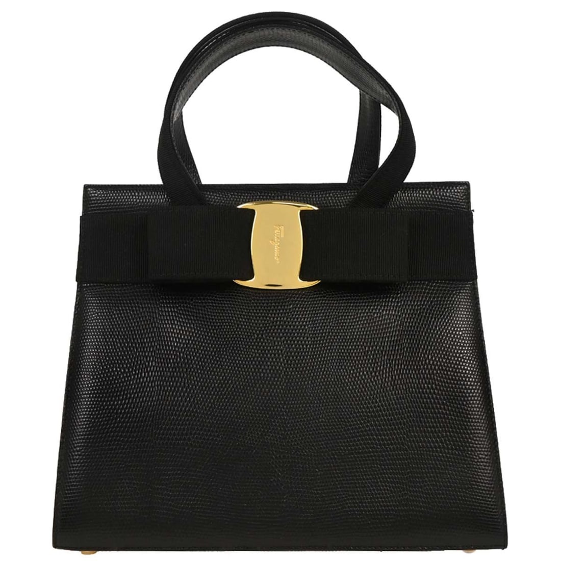 Salvatore Ferragamo Black Vara Bow Leather Handbag BA214178 (1 of 10)
