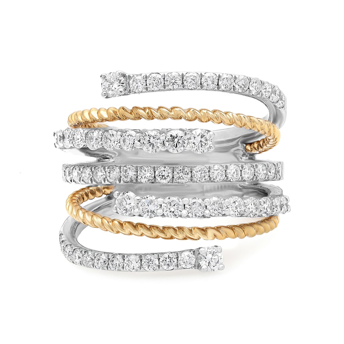 Rachel Koen 18K Gold Diamond Band Ring 1.19Cttw 61 Stones Size 6.25 (1 of 6)