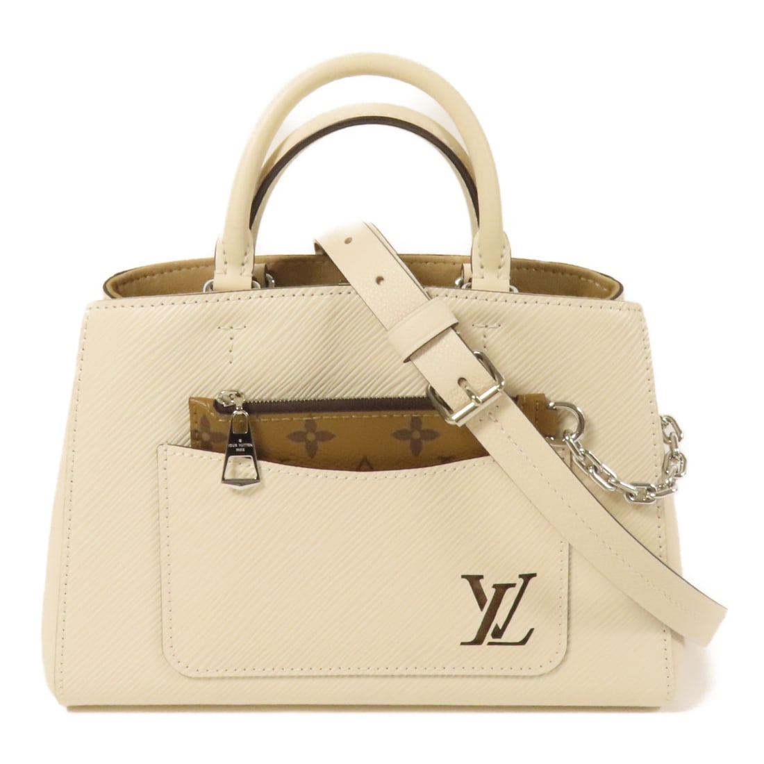 LOUIS VUITTON Marelle Tote 2 Way Bag M20520 Epi Beige Calfskin: LOUIS VUITTON Marelle Tote 2 Way Bag M20520 Epi Beige Calfskin The LOUIS VUITTON Marelle Tote is a stylish 2-way shoulder bag made from premium calfskin leather, offering a sophisticated beige exterio