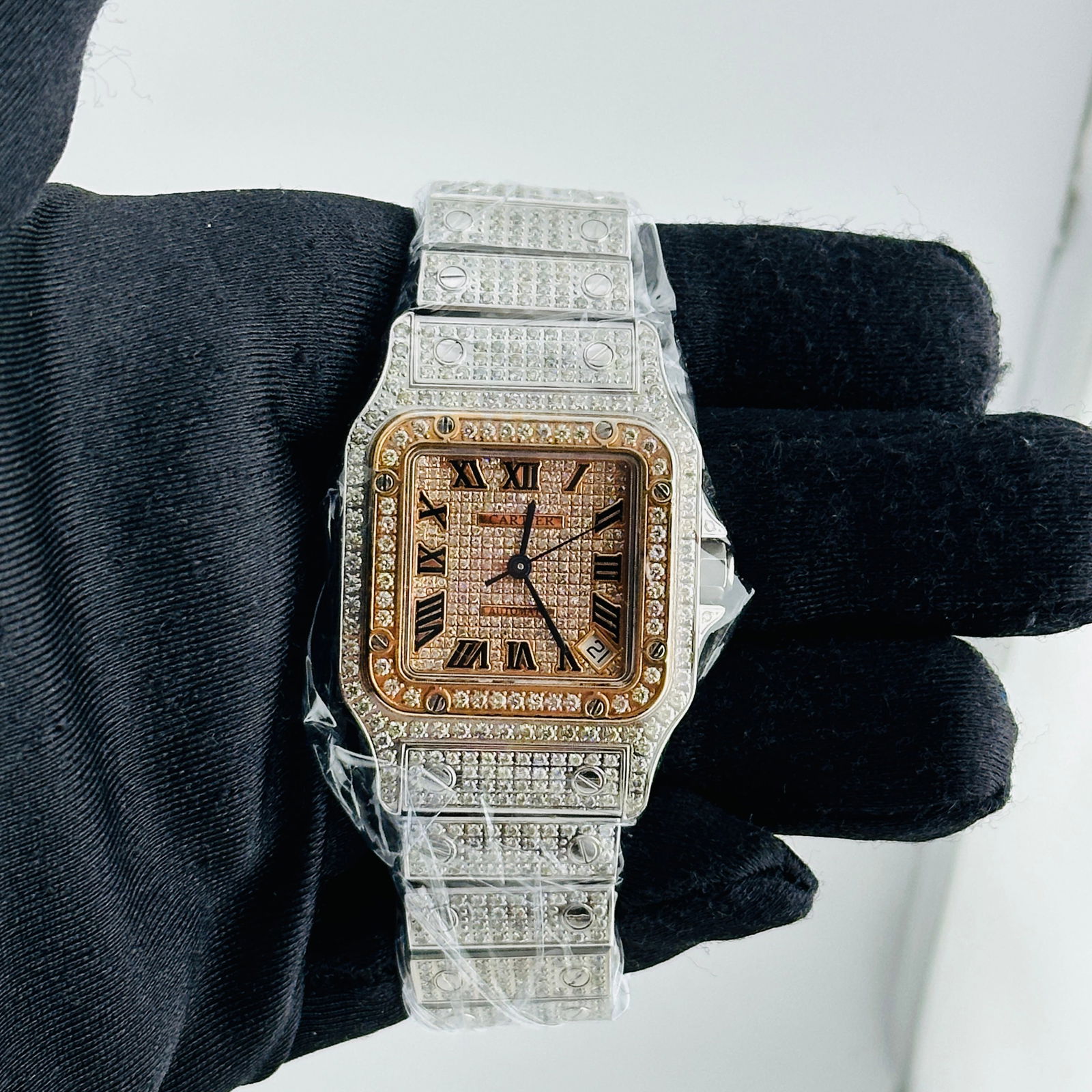 Ladies Santos Galbee XL Reference 2823 Aftermarket Diamond Roman Dial Watch (1 of 4)