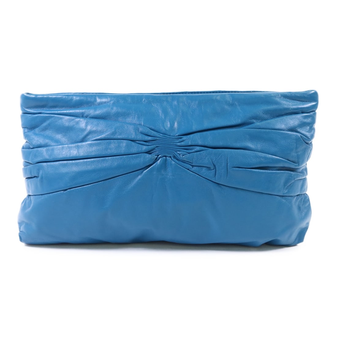 Miu Miu Blue Calfskin Leather Clutch with Gold Tone Hardware (1 of 16)