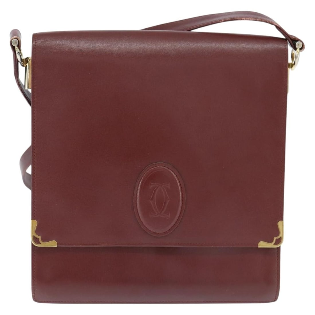 Burgundy Must de Cartier Pre-Owned Shoulder Bag: Burgundy Must de Cartier Pre-Owned Shoulder Bag This pre-owned Cartier Must de Cartier shoulder bag comes in a burgundy color and is designed for women. It features a classic shoulder bag silhouette a