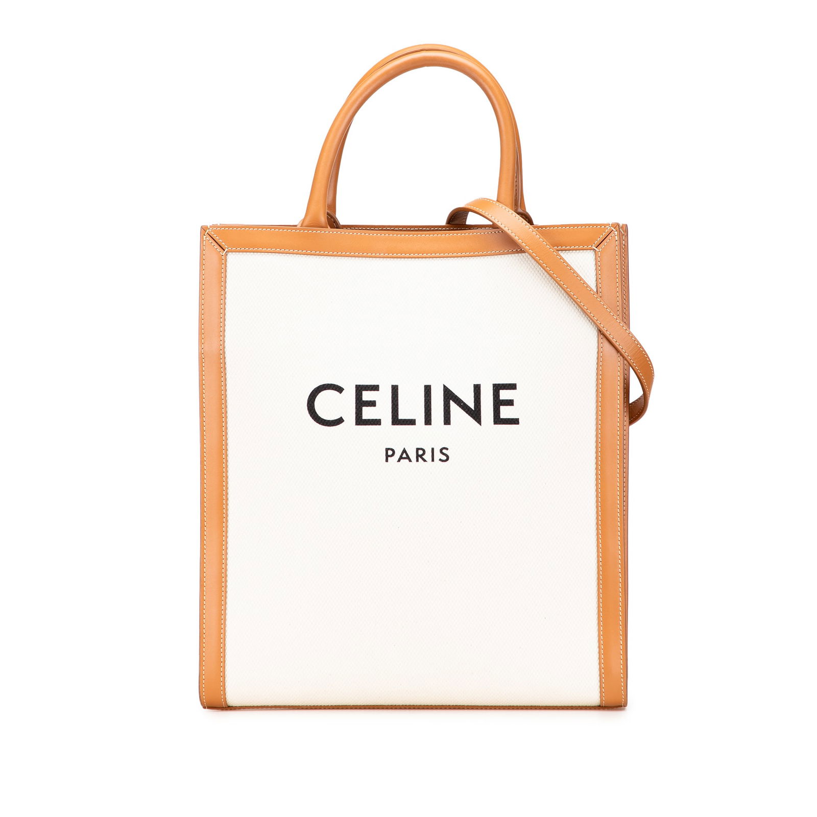 Celine Small Canvas Vertical Cabas Satchel Brown Fabric Bag (1 of 10)
