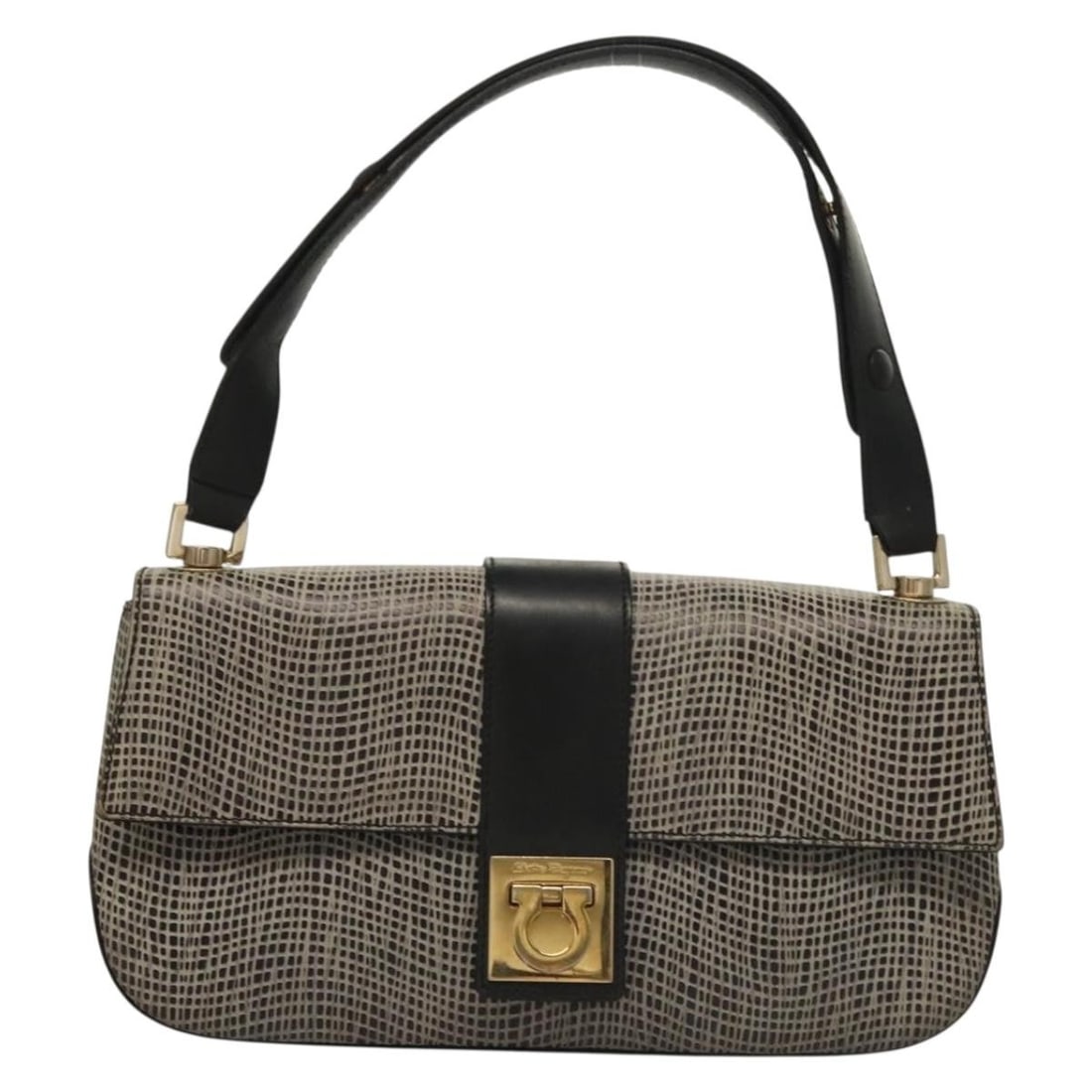 Gancini Black Leather Shoulder Bag by Salvatore Ferragamo (1 of 2)