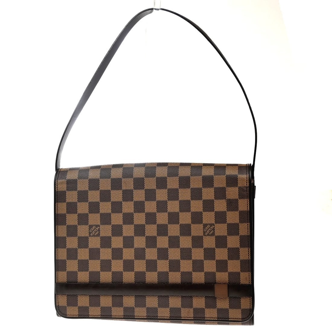 Tribeca Shoulder Bag by Louis Vuitton in Brown: Tribeca Shoulder Bag by Louis Vuitton in Brown This pre-owned Louis Vuitton Tribeca shoulder bag features a brown exterior and is designed for female use. It shows noticeable signs of use, including s