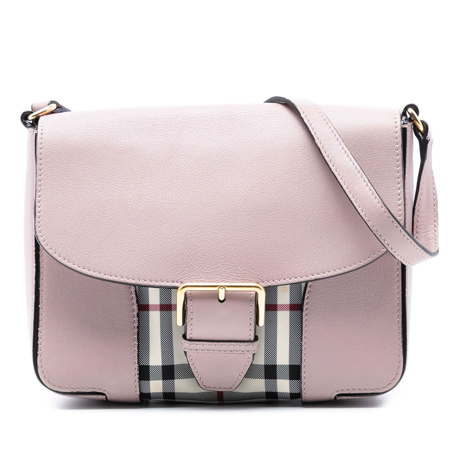 Burberry Small Haymarket Check Leather Dickens Crossbody Bag Pink (1 of 7)