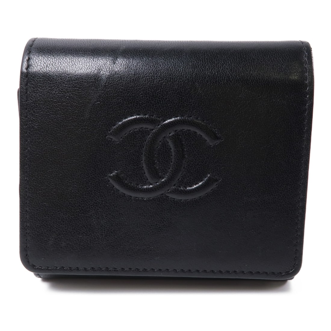 CHANEL Black Leather Tri-Fold Wallet with GHW (1 of 17)