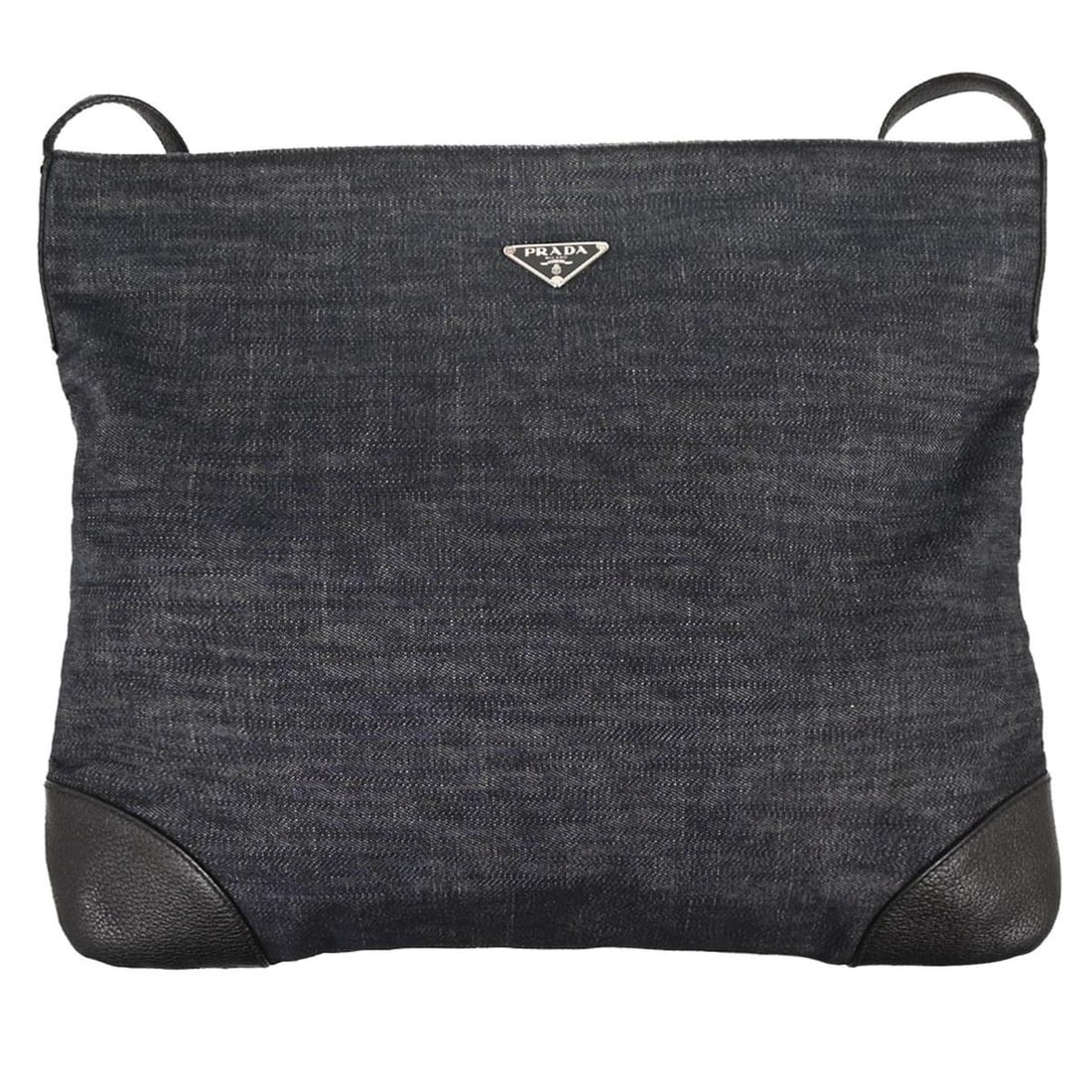 Prada Navy Denim Leather Shoulder Bag 15 x 12 Italy: Prada Navy Denim Leather Shoulder Bag 15 x 12 Italy Introducing the Prada Navy Denim Shoulder Bag 53, a stylish accessory perfect for casual outings. This medium-sized shoulder bag features a chic nav