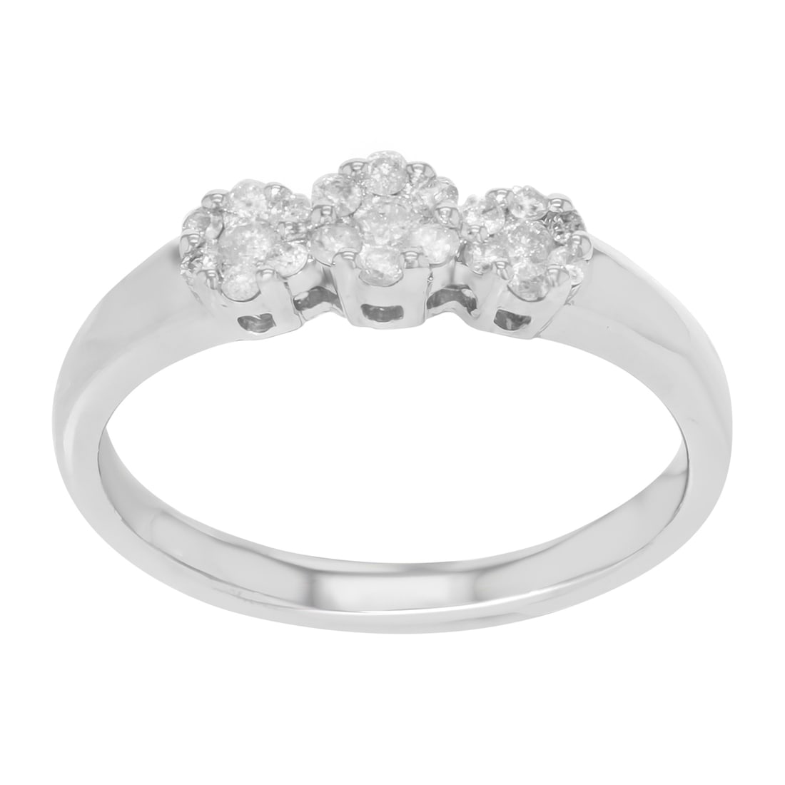 Rachel Koen 14K White Gold 0.37ct Three Round Cluster Diamond Ring Size 7: Rachel Koen 14K White Gold 0.37ct Three Round Cluster Diamond Ring Size 7 This elegant three round cluster diamond ring from Rachel Koen is a stunning addition to any jewelry collection. Crafted from