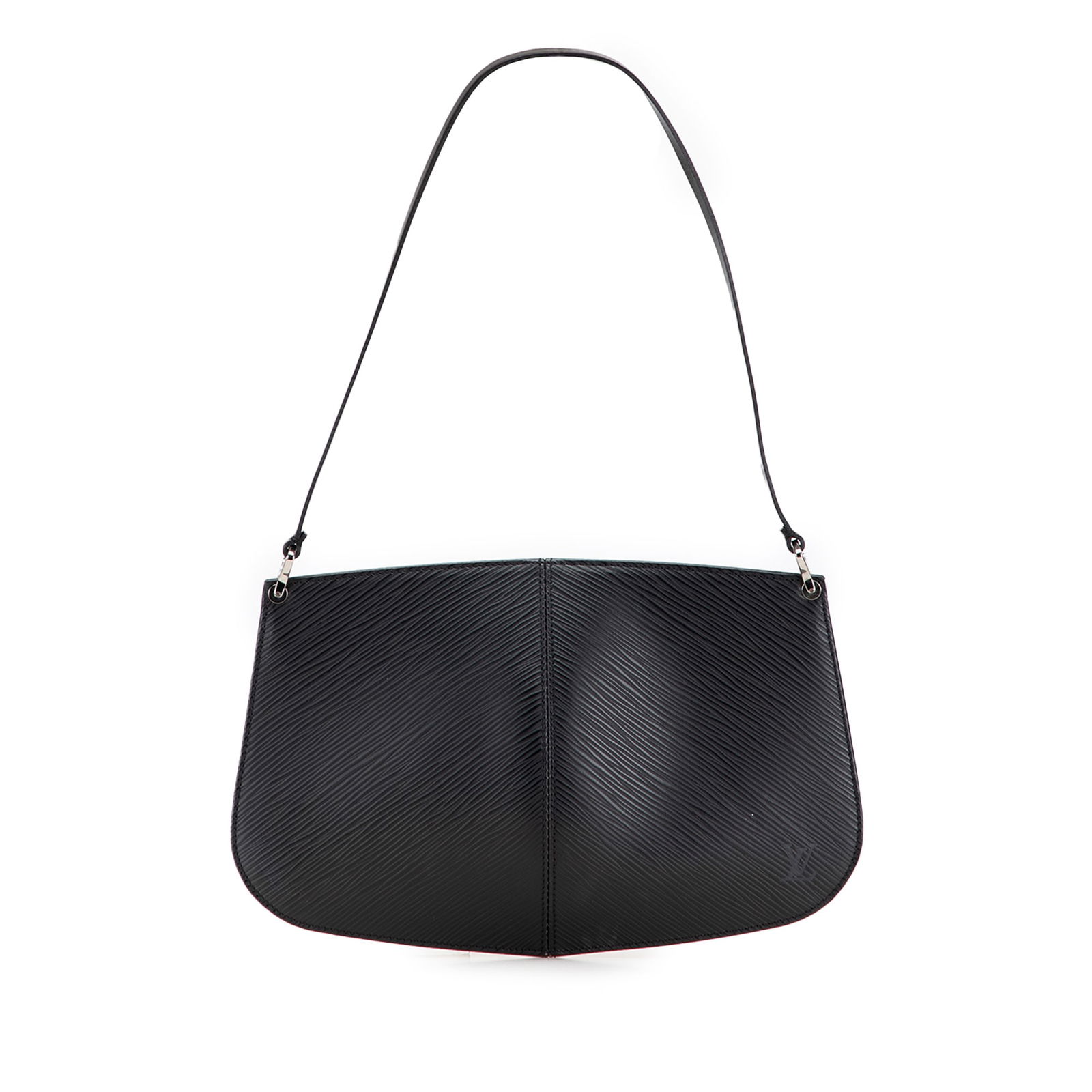 Louis Vuitton Epi Demi Lune Pochette Black Leather Bag: Louis Vuitton Epi Demi Lune Pochette Black Leather Bag Elevate your style with the Louis Vuitton Epi Demi Lune Pochette, a chic bag crafted from premium black epi leather. This elegant pochette featur