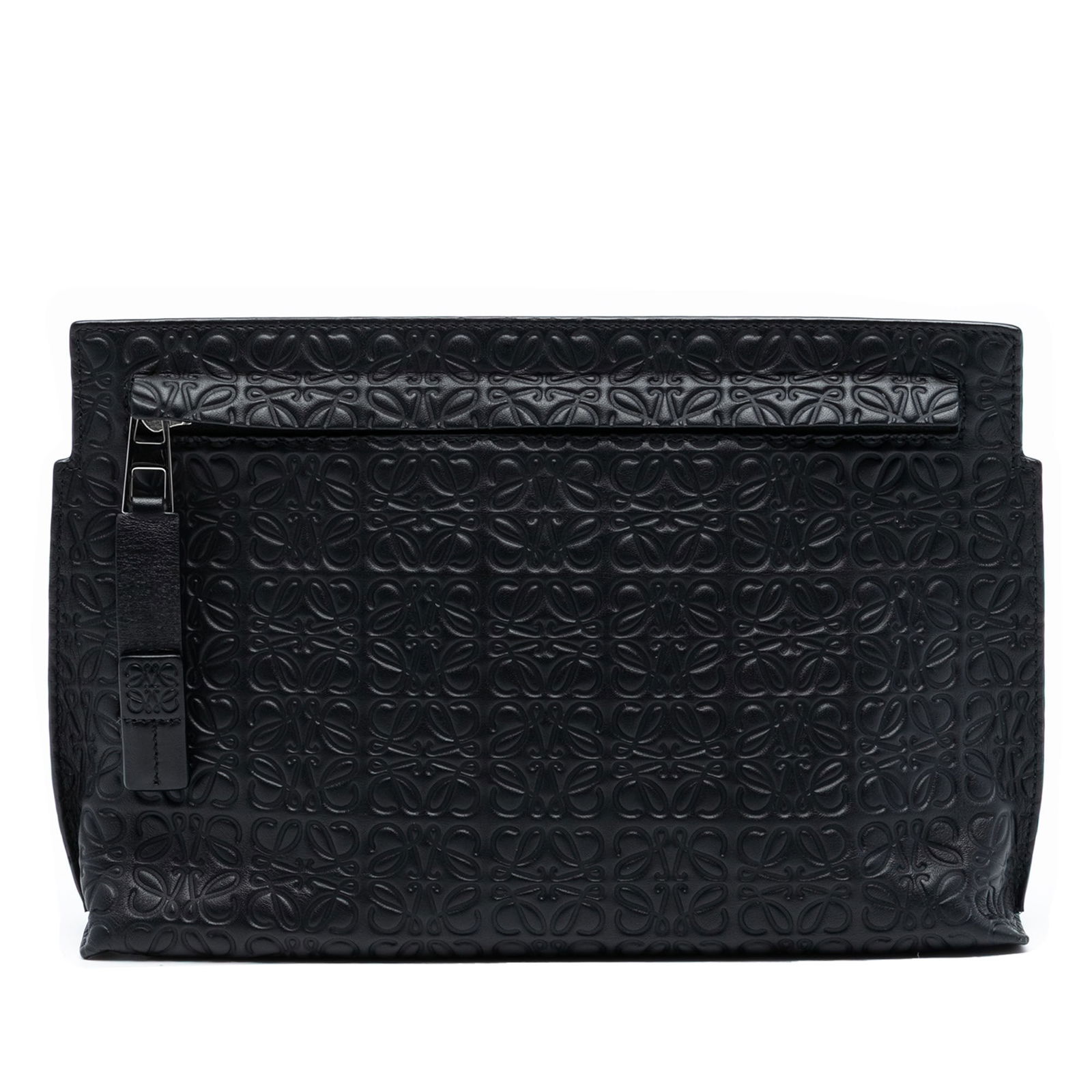 Black Leather Clutch with Embossed Anagram by Loewe (1 of 7)