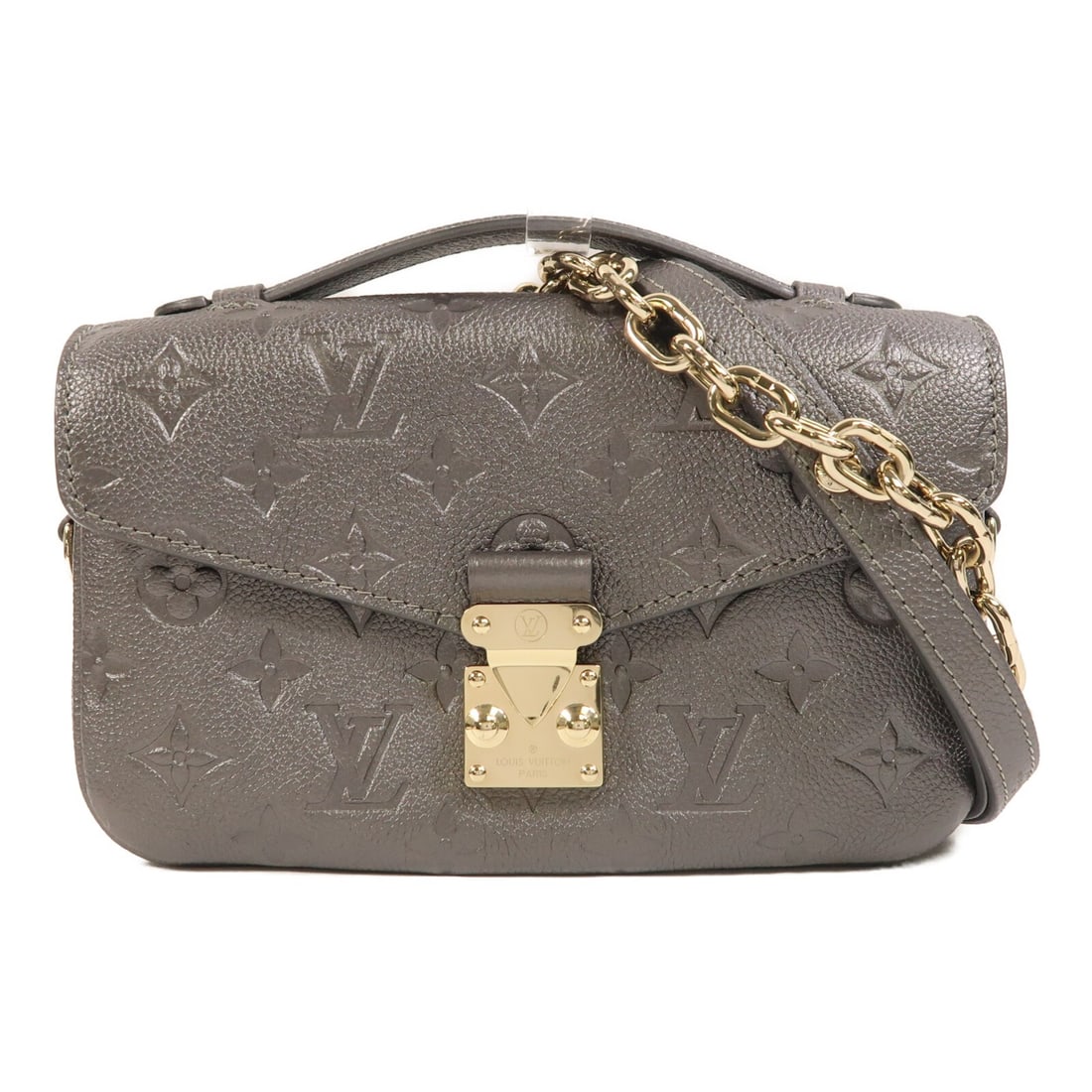 Pochette Metis East West 2Way Calfskin Bag with Gold Hardware M11998: Pochette Metis East West 2Way Calfskin Bag with Gold Hardware M11998 This Louis Vuitton Pochette Metis East West is a versatile 2-way shoulder bag crafted from monogram-embossed calfskin leather. The