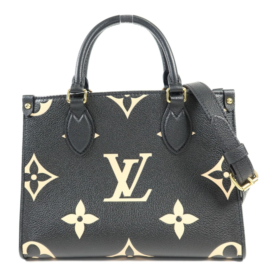 LOUIS VUITTON On The Go PM 2 Way Bag M45659 Monogram Empreinte Black Beige: LOUIS VUITTON On The Go PM 2 Way Bag M45659 Monogram Empreinte Black Beige This exquisite Louis Vuitton On The Go PM 2 Way Bag showcases a sophisticated design and luxurious craftsmanship. Made from h