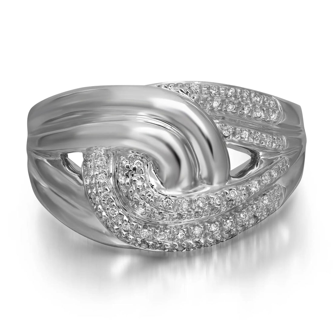 Rachel Koen 0.15ct Round Diamond Cocktail Ring 14K White Gold Size 7.75 (1 of 8)
