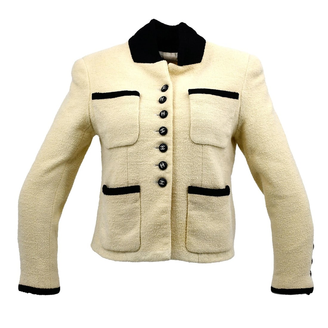 Vintage Chanel Beige and Black Single Breasted Jacket (1 of 11)