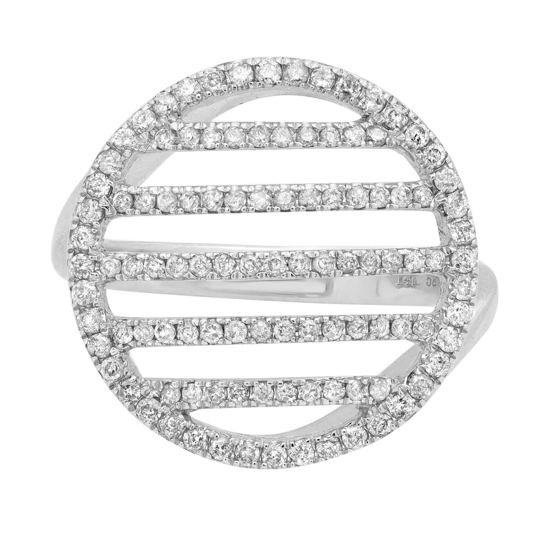 Rachel Koen 0.70Ct Round Diamond Cocktail Ring in 14K White Gold: Rachel Koen 0.70Ct Round Diamond Cocktail Ring in 14K White Gold Exquisite Rachel Koen cocktail ring crafted from 14K white gold, showcasing a stunning collection of round cut diamonds totaling 0.70 c