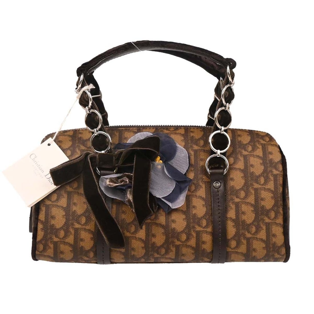 Christian Dior Trotter Brown PVC Velvet Leather Handbag 07-BO-0075 (1 of 10)