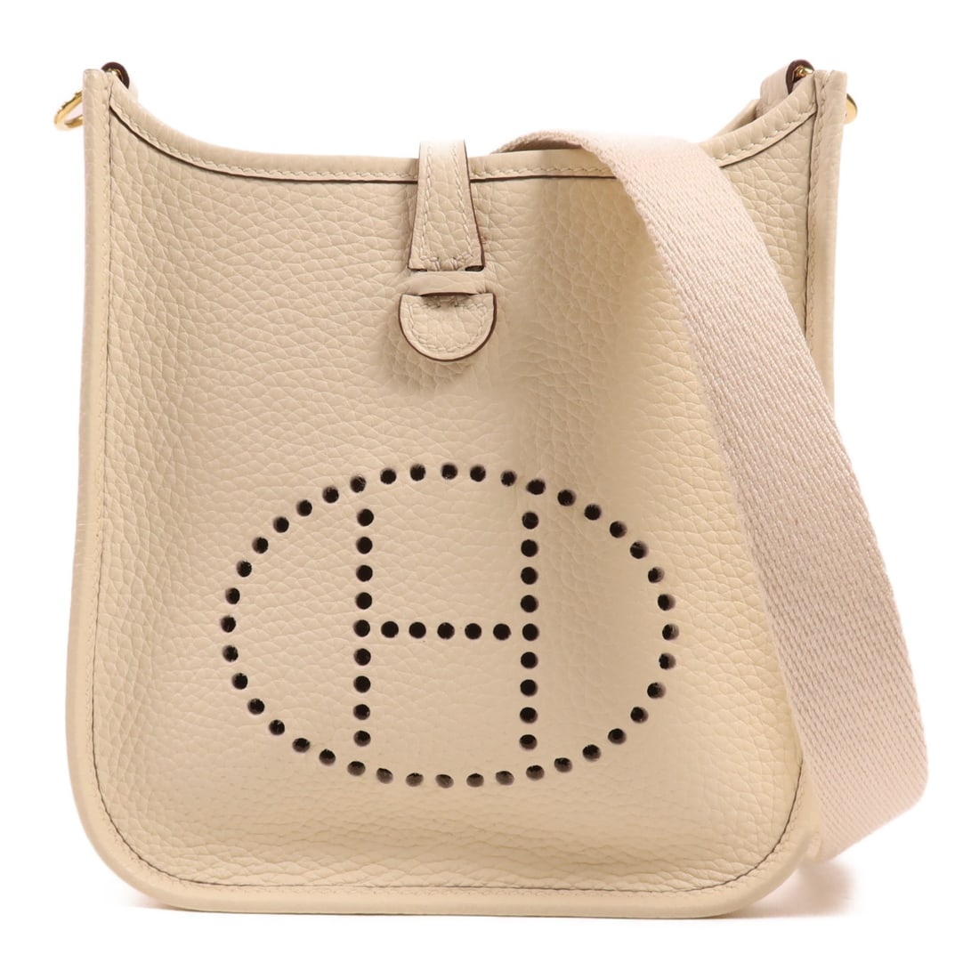 Hermes Evelyne TPM White Clemence Leather Shoulder Bag with Gold Hardware (1 of 15)