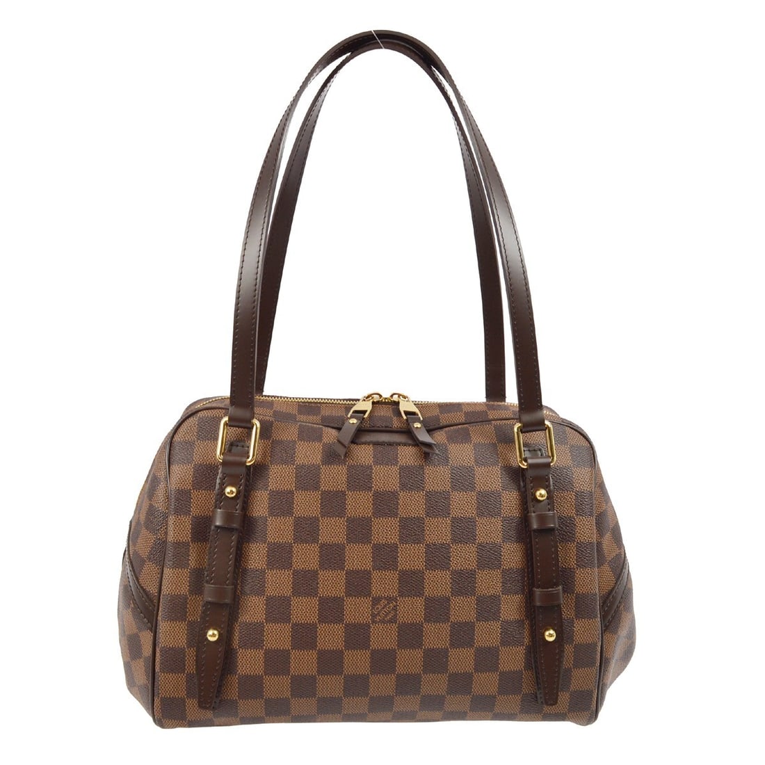 Louis Vuitton Rivington Brown Satchel Handbag: Louis Vuitton Rivington Brown Satchel Handbag Louis Vuitton Rivington satchel in brown featuring a structured silhouette. The exterior is in very good condition with minor scuffs on the bottom edges,