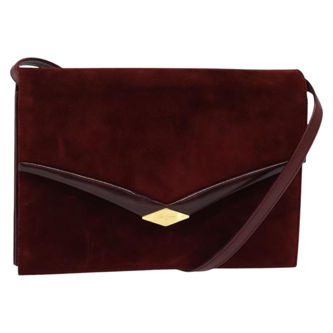 Burgundy Shoulder Purse with Flap by Salvatore Ferragamo: Burgundy Shoulder Purse with Flap by Salvatore Ferragamo This Salvatore Ferragamo flap shoulder bag in burgundy is designed for women and offers a blend of elegance and practicality. It features a spa
