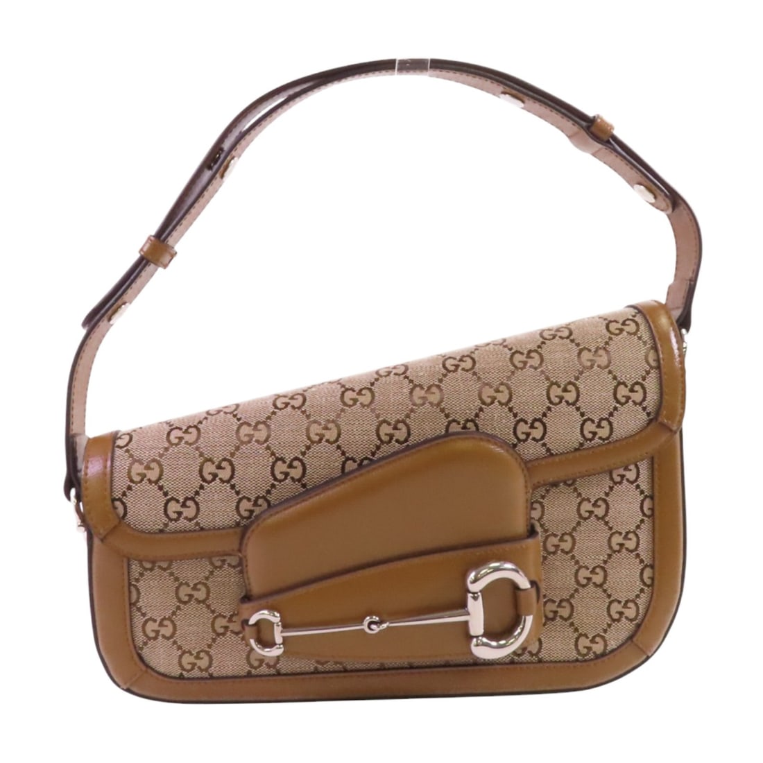 GUCCI Horsebit 1955 Small Shoulder Bag GG Canvas Brown (1 of 15)
