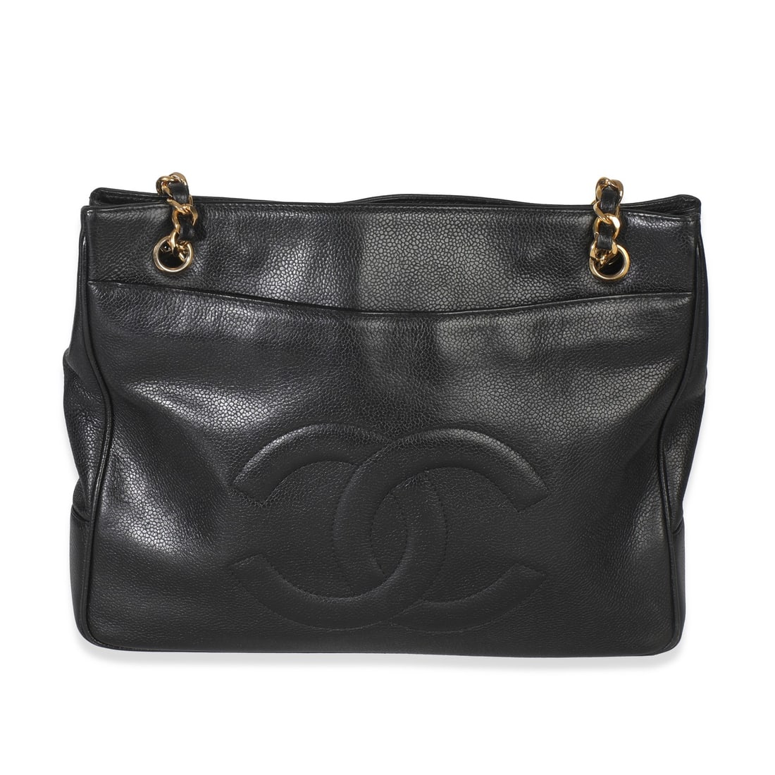 Chanel Caviar Leather Chain Tote Black Jumbo Vintage Handbag (1 of 9)