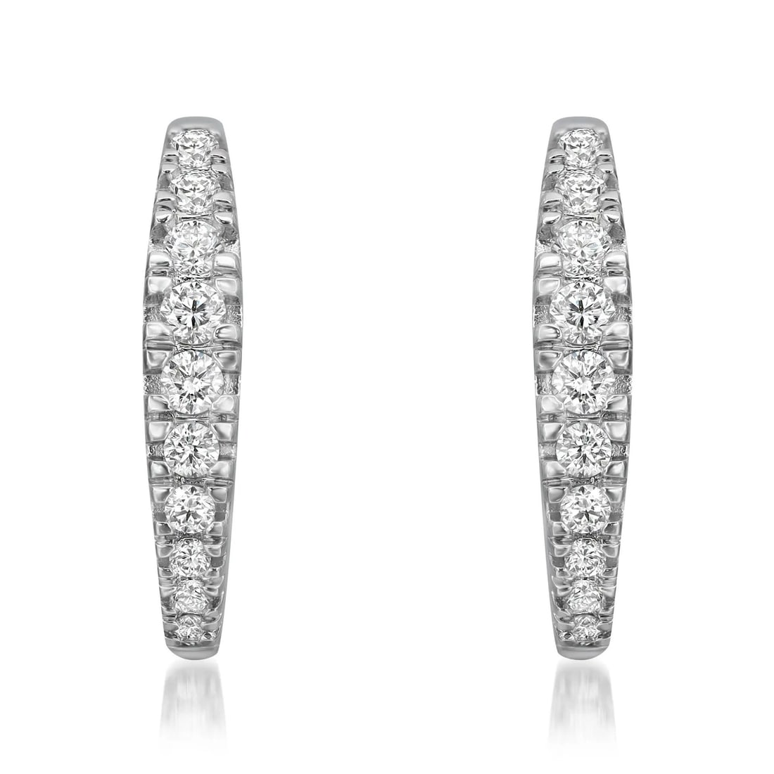 Rachel Koen 14K White Gold 0.50Cttw Round Cut Diamond Huggie Earrings (1 of 5)