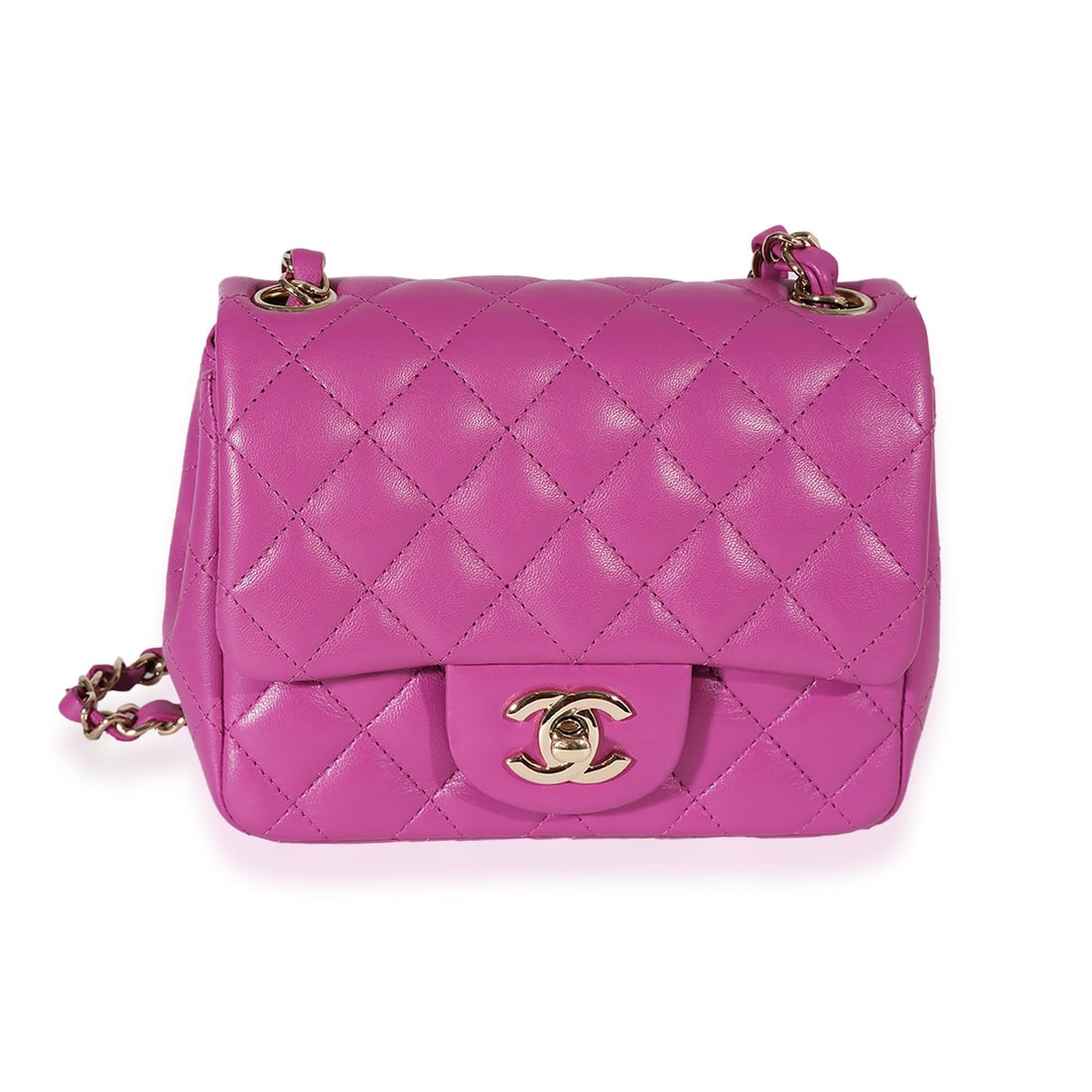 Chanel Mini Square Classic Flap Bag Purple Lambskin 2020 Gold-Tone Hardware (1 of 7)
