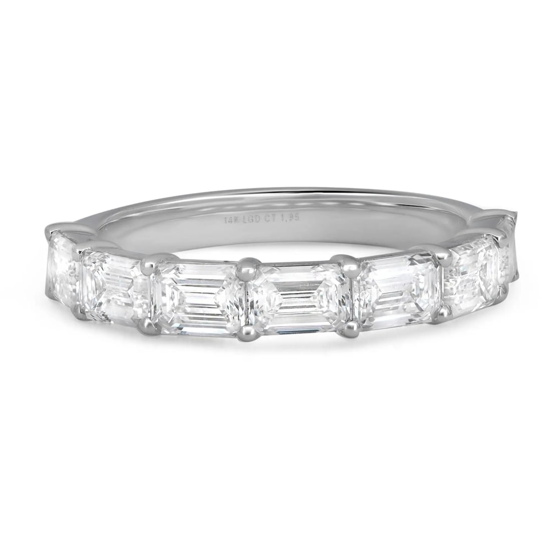 Rachel Koen Emerald Cut Lab Grown Diamond Band Ring 14K White Gold 1.89ct 7 Diamonds: Rachel Koen Emerald Cut Lab Grown Diamond Band Ring 14K White Gold 1.89ct 7 Diamonds This exquisite wedding band ring features a stunning design with 7 sparkling Emerald cut lab-grown diamonds, elegan