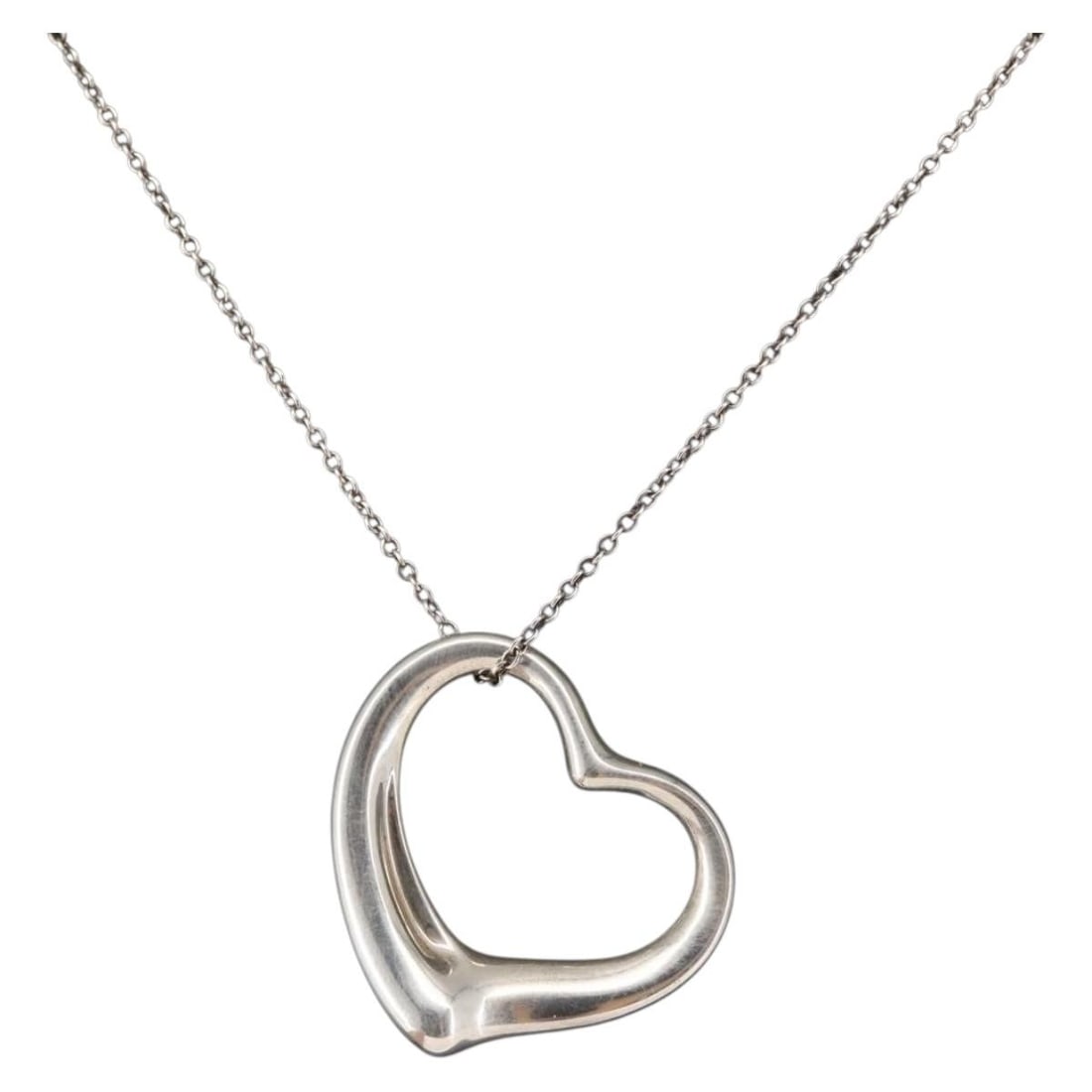 Tiffany & Co. Open Heart Necklace Ag925 Silver Authentic 60cm: Tiffany & Co. Open Heart Necklace Ag925 Silver Authentic 60cm This elegant Tiffany & Co. Open Heart Necklace is crafted from high-quality Ag925 silver, showcasing a timeless design that embodies grace