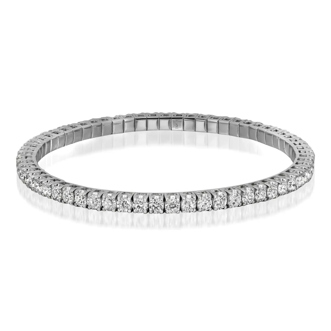Rachel Koen 14K White Gold Lab Grown Diamond Tennis Bracelet 6.5Cttw: Rachel Koen 14K White Gold Lab Grown Diamond Tennis Bracelet 6.5Cttw Elevate your jewelry collection with this exquisite tennis bracelet, featuring a stunning arrangement of sparkling round brilliant