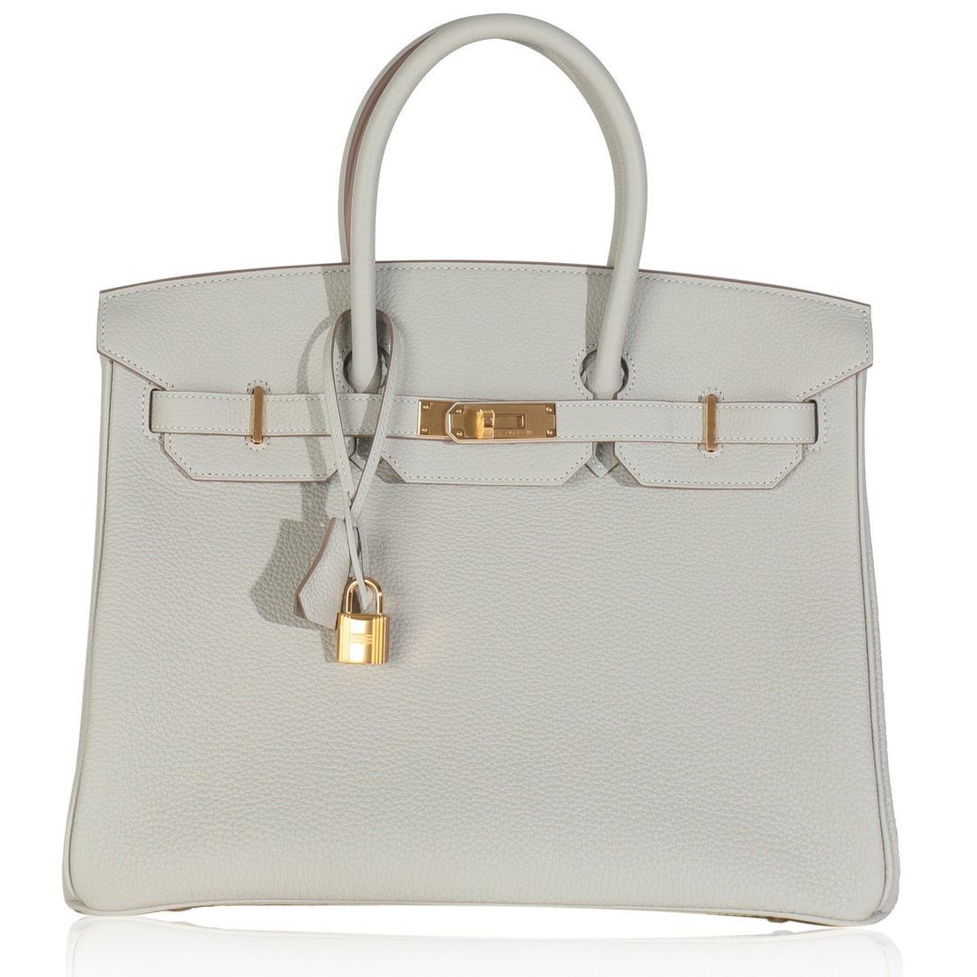 Hermes Birkin 35 Gris Neve Togo Leather Handbag Gold-Tone Hardware: Hermes Birkin 35 Gris Neve Togo Leather Handbag Gold-Tone Hardware Introducing the exquisite Hermes Gris Neve Togo Birkin 35, a luxurious handbag crafted in France in 2022. This stunning piece feature